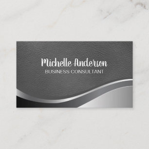 Metallic Leather   Emboss Lettering Business Card