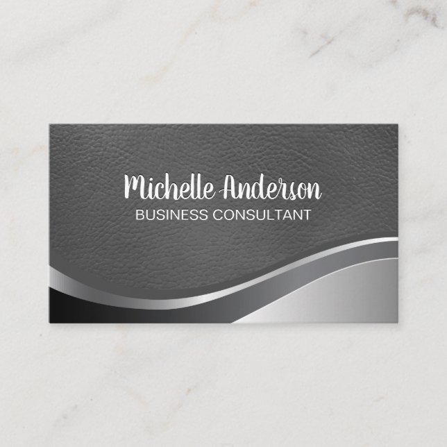 Metallic Leather | Emboss Lettering Business Card (Front)