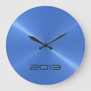 Metallic Light Blue Stainless Steel Metal Large Clock