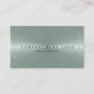 Metallic Light Green Stainless Steel Look Business Card