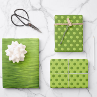 Metallic Lime Green Foil Polka Dots Christmas Wrapping Paper Sheet
