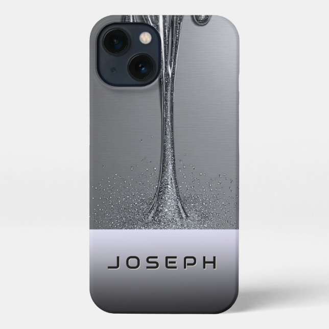 Metallic Liquid Dripping With Glittery Abstract iPhone Case (Back)