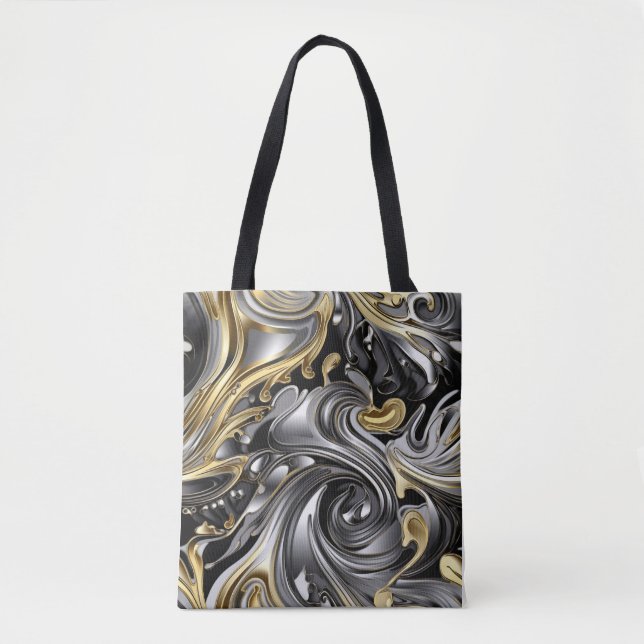 Metallic liquid pattern tote bag (Front)