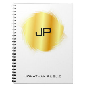 Metallic Look Faux Gold Elegant Monogram Template Notebook