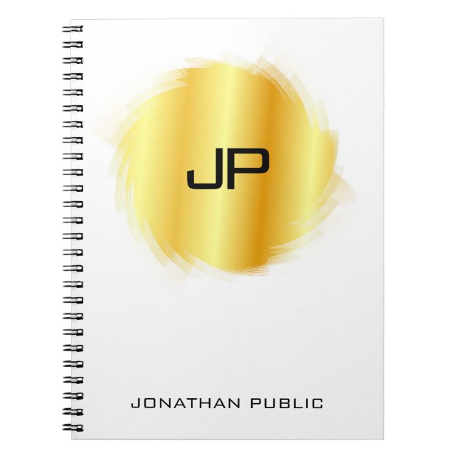 Metallic Look Faux Gold Elegant Monogram Template Notebook (Front)