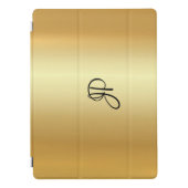 Metallic Look Faux Gold Handwritten Monogram iPad Pro Cover (Front)