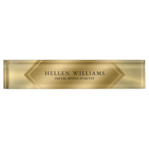 Metallic look gold geometric design nameplate