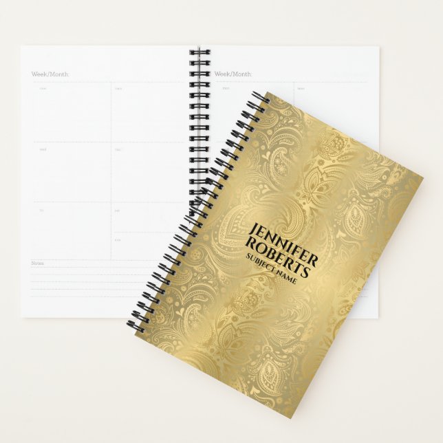 Metallic look gold with gold paisley planner (Display)