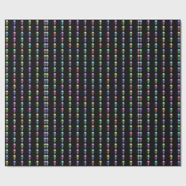 Metallic-look Pastel Human Skulls Wrapping Paper (Flat)