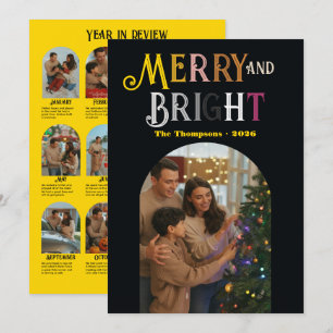 Metallic Luxe "Year in Review" Photos Christmas Holiday Card