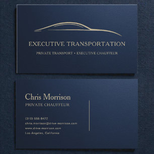 Metallic Luxury Executive Transport Navy Blue Business Card