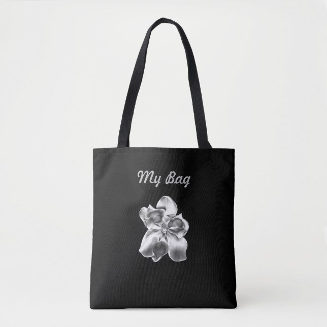 Metallic Magnolia Flower on All Over Print Tote (Front)