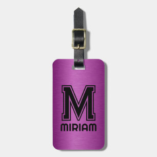 Metallic Maroon Red Texture Custom Black Text Luggage Tag