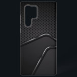 Metallic Mash Texture Silver Dynamic Line Accents Samsung Galaxy Case<br><div class="desc">Black and grey metallic texture with metallic mash background accented with dynamic silver stripe. Modern slick design.</div>