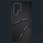Metallic Mash Texture Silver Dynamic Line Accents Samsung Galaxy Case<br><div class="desc">Black and grey metallic texture with metallic mash background accented with dynamic silver stripe. Modern slick design.</div>