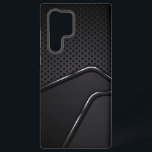 Metallic mash with silver dynamic line accents samsung galaxy case<br><div class="desc">Black and grey metallic texture with metallic mash background accented with dynamic silver stripe. Slick modern design.</div>