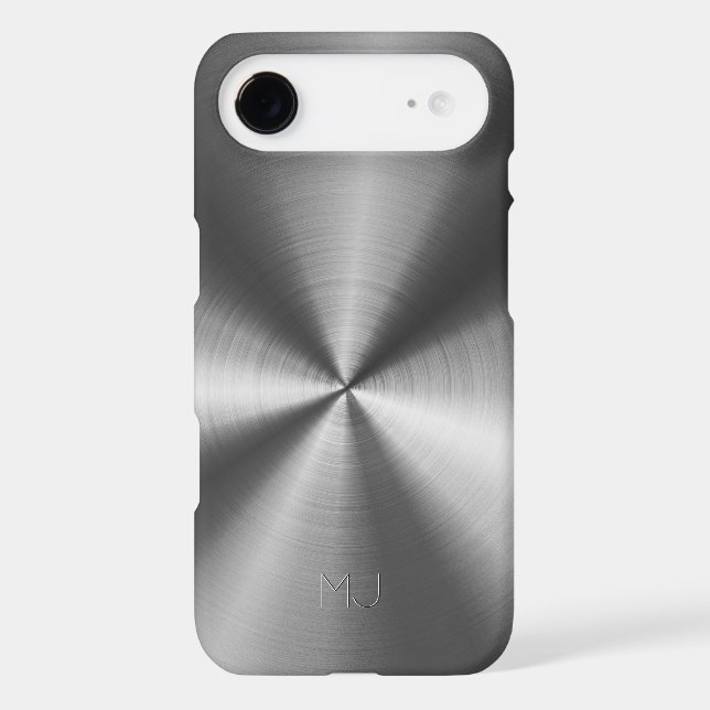 Metallic Medium Grey Tones Stainless Steel Look Case-Mate iPhone Case (Back)