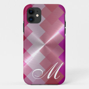 Metallic Metal Chevron Pattern and Monogram 6 iPhone 11 Case