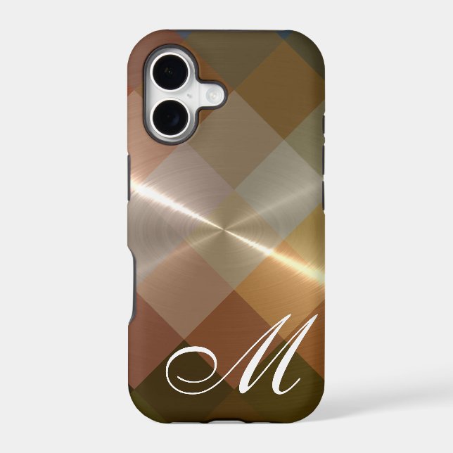 Metallic Metal Chevron Pattern and Monogram 8 (Back)