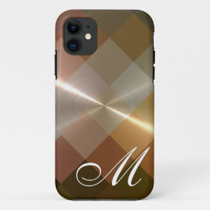 Metallic Metal Chevron Pattern and Monogram 8 iPhone 11 Case