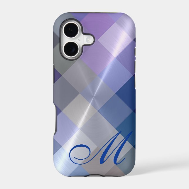 Metallic Metal Diamond Pattern and Monogram 5 (Back)