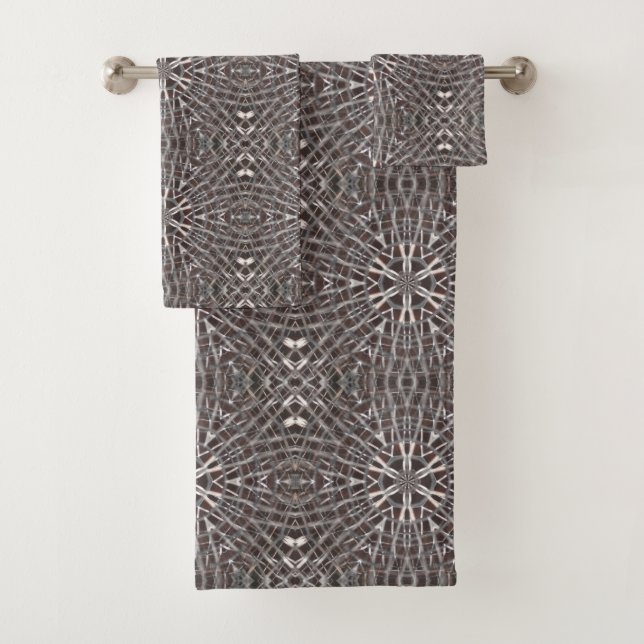 Metallic Metal Mesh Silver Bath Towel Set (Insitu)