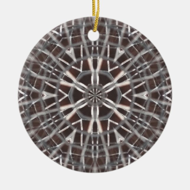 Metallic Metal Mesh Silver Ceramic Ornament (Front)