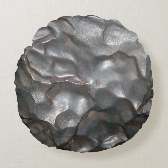 Metallic Meteorite Rock Pattern,   Round Cushion (Front)