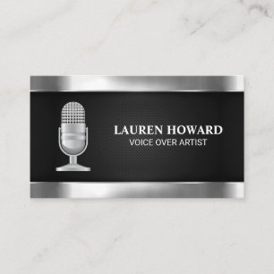 Metallic Microphone   Black Mesh Business Card