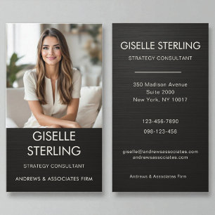 Metallic Minimal Professional Photo Modern Black Business Card
