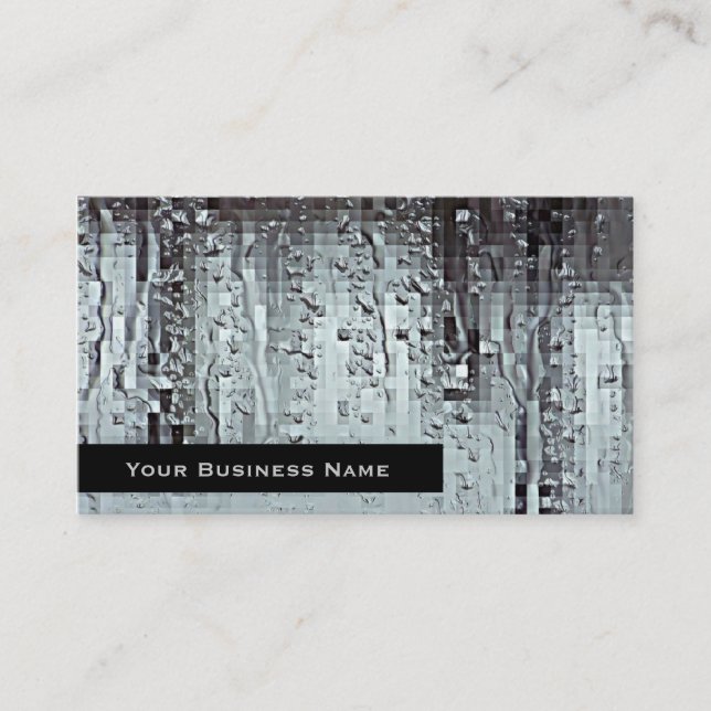 Metallic Modern Abstract Rain Droplets Business Card (Front)