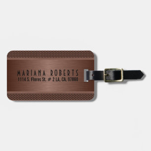 Metallic Monogramed Brown Brushed Aluminium Look Luggage Tag