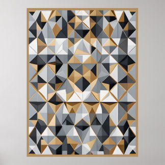 Metallic Mosaic: Facets of Shimmering Geometry Poster