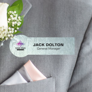 Metallic Name Tag Featuring Company Logo for Staff