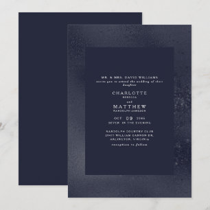 Metallic Navy Wedding Invitation