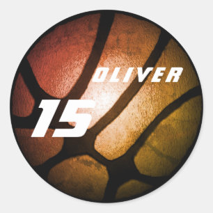 Metallic Orange Basketball Ball Birthday Classic Round Sticker