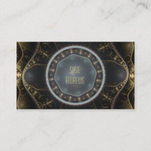 Metallic Ornate Steampunk Fractal Image Business Card