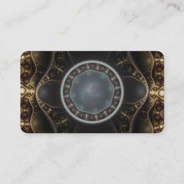 Metallic Ornate Steampunk Fractal Image Business Card (Front)