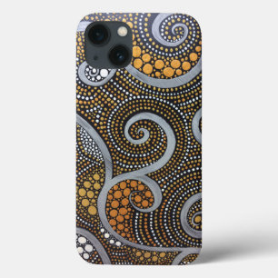 Metallic Painted  Boho Swirls and Dots iPhone 13 Case