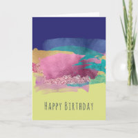 Metallic Painted Brush Strokes Abstract Birthday