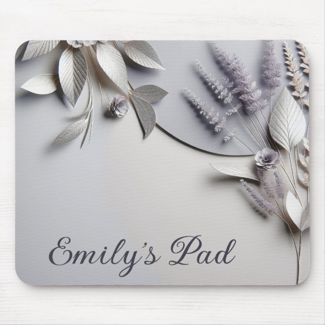 Metallic Paper Flowers On Silver Mouse Pad (Front)