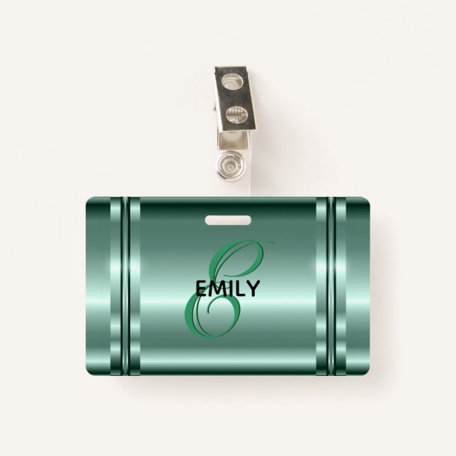 Metallic Pastel Green Design ID Badge (Front with Clip)