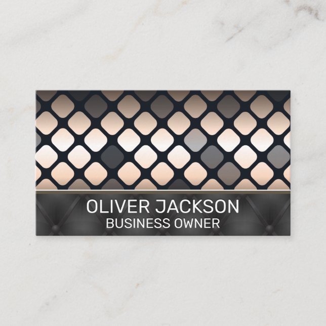 Metallic Pattern | Black Upholstered Padding Business Card (Front)
