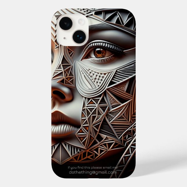Metallic Pearlescent Geometric Woman's Face Case-Mate iPhone Case (Back)