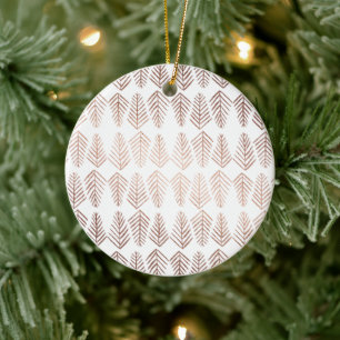 Metallic pine trees pattern - copper ceramic ornament