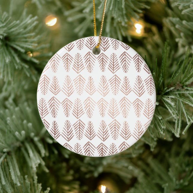 Metallic pine trees pattern - copper ceramic ornament (Tree)
