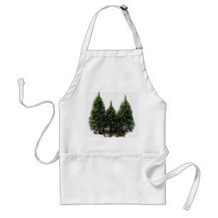 Metallic Pine Trees with Leaf and Vine Accents Standard Apron