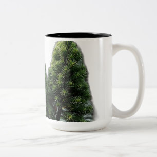 Metallic Pine Trees with Leaf and Vine Accents Two-Tone Coffee Mug