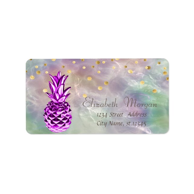 Metallic Pineapple Confetti Holographic Pearl  Label (Front)