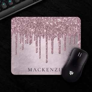 Metallic Pink Drip   Shimmery Dusty Mauve Rose Ice Mouse Pad
